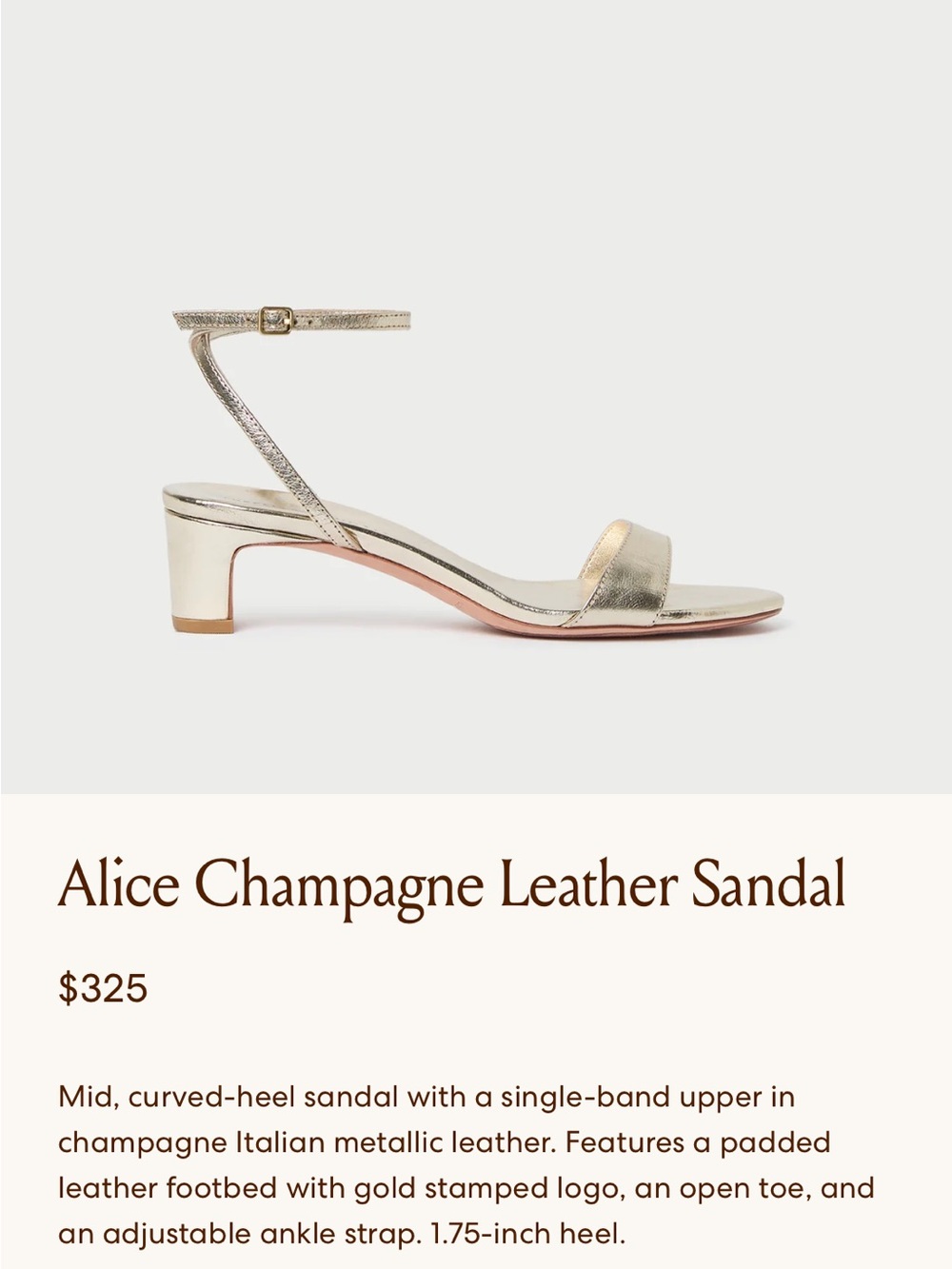 Loeffler Randall Metallic Champagne Ankle-Strap Sandal